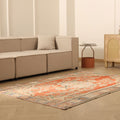 Vintage Manisa Turkish Area Rug 5x7 ft — Red & Beige Geometric