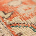 Vintage Manisa Turkish Area Rug 5x7 ft — Red & Beige Geometric