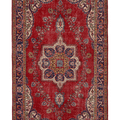 Vintage Isparta Turkish Area Rug 5x9 ft — Red & Blue Floral (No. 40457)