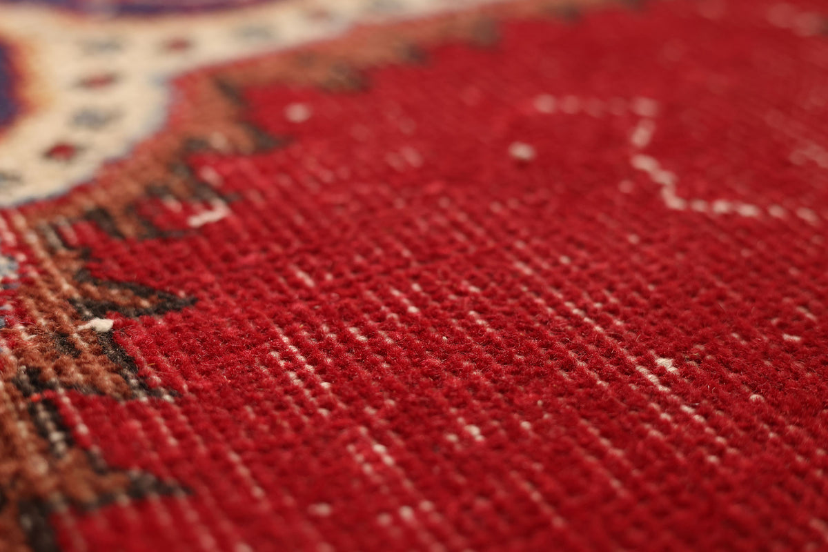 Vintage Isparta Turkish Area Rug 5x9 ft — Red & Blue Floral (No. 40457)
