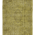 Vintage Isparta Turkish Area Rug 5x8 ft — Green & Yellow Overdyed