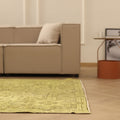 Vintage Isparta Turkish Area Rug 5x8 ft — Green & Yellow Overdyed