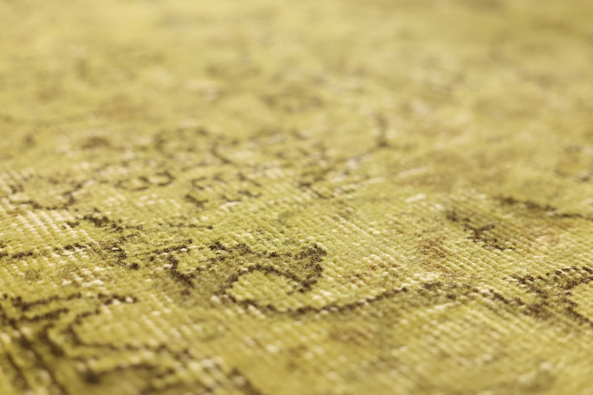 Vintage Isparta Turkish Area Rug 5x8 ft — Green & Yellow Overdyed