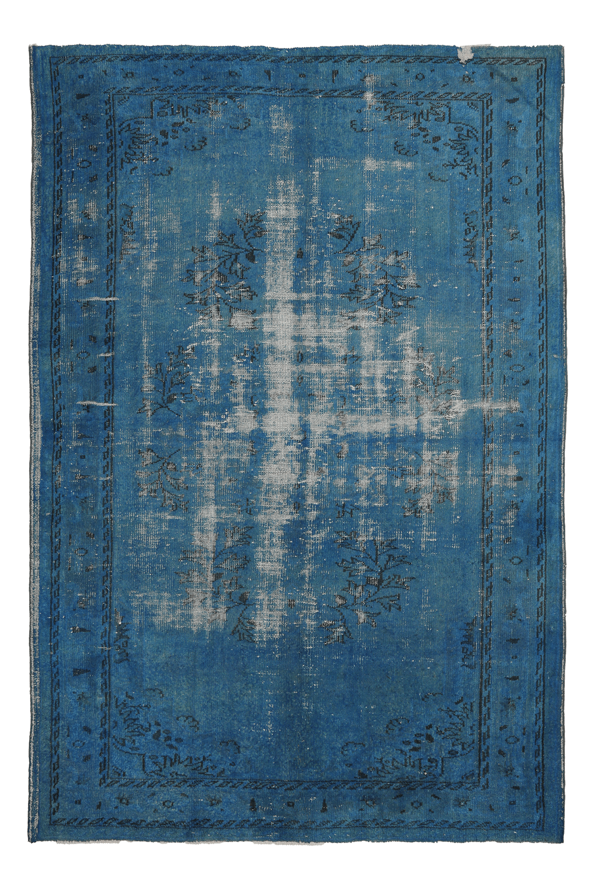 Vintage Manisa Turkish Area Rug 5x9 ft — Blue Overdyed