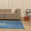 Vintage Manisa Turkish Area Rug 5x9 ft — Blue Overdyed