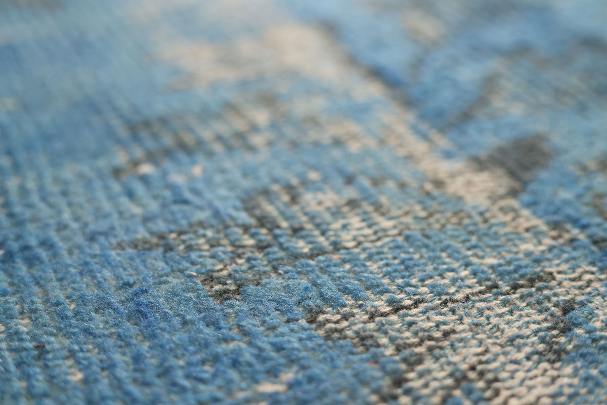 Vintage Manisa Turkish Area Rug 5x9 ft — Blue Overdyed