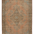 Vintage Isparta Turkish Area Rug 6x9 ft — Orange & Blue Floral