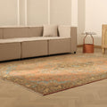 Vintage Isparta Turkish Area Rug 6x9 ft — Orange & Blue Floral
