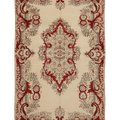 Vintage Isparta Turkish Area Rug 5x9 ft — Beige & Red Floral