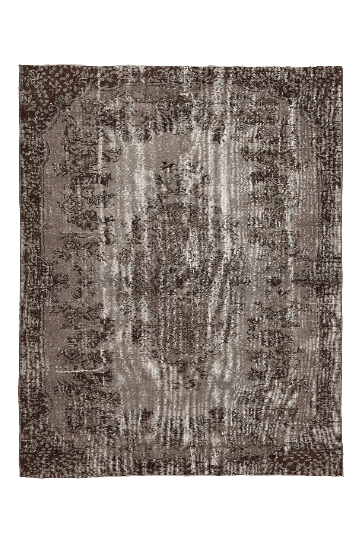 Vintage Isparta Turkish Area Rug 6x7 ft — Gray & Brown Distressed