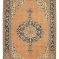 Vintage Isparta Turkish Area Rug 6x10 ft — Orange & Blue Floral