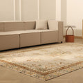 Vintage Isparta Turkish Area Rug 6x10 ft — Beige & Brown Floral (No. 40471)