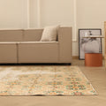 Vintage Isparta Turkish Area Rug 6x9 ft — Beige & Green Floral (No. 40472)