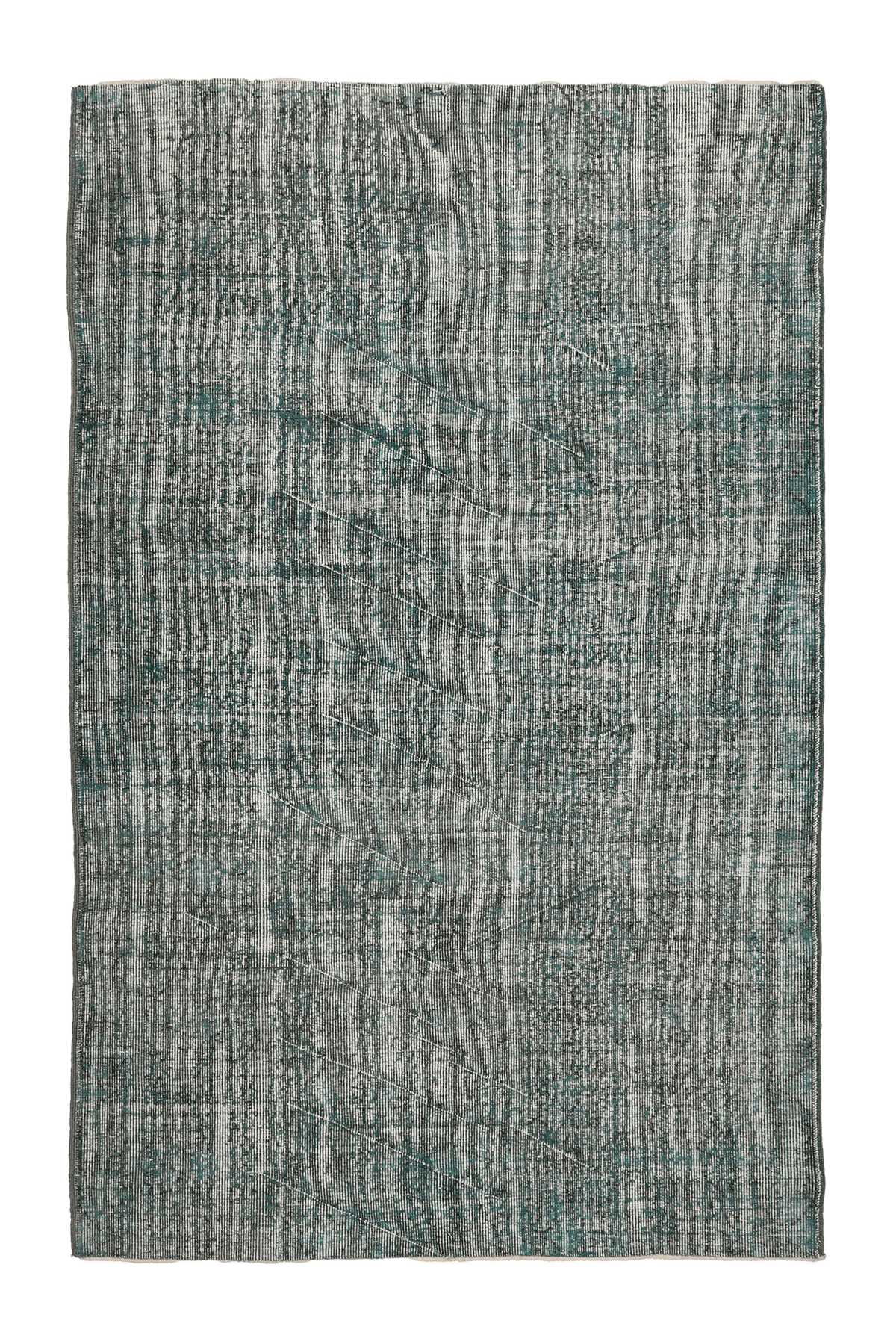 Vintage Isparta Turkish Area Rug 5x7 ft — Green & Gray Overdyed
