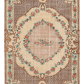 Vintage Isparta Turkish Area Rug 6x10 ft — Beige & Brown Floral (No. 40479)