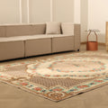 Vintage Isparta Turkish Area Rug 6x10 ft — Beige & Brown Floral (No. 40479)