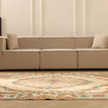 Vintage Isparta Turkish Area Rug 6x10 ft — Beige & Brown Floral (No. 40479)