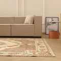 Vintage Isparta Turkish Area Rug 6x10 ft — Beige & Brown Floral (No. 40479)