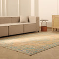 Vintage Manisa Turkish Area Rug 5x9 ft — Orange & Blue Floral (No. 40482)