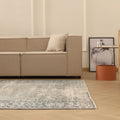 Vintage Manisa Turkish Area Rug 6x9 ft — Gray & Blue Distressed (No. 40483)