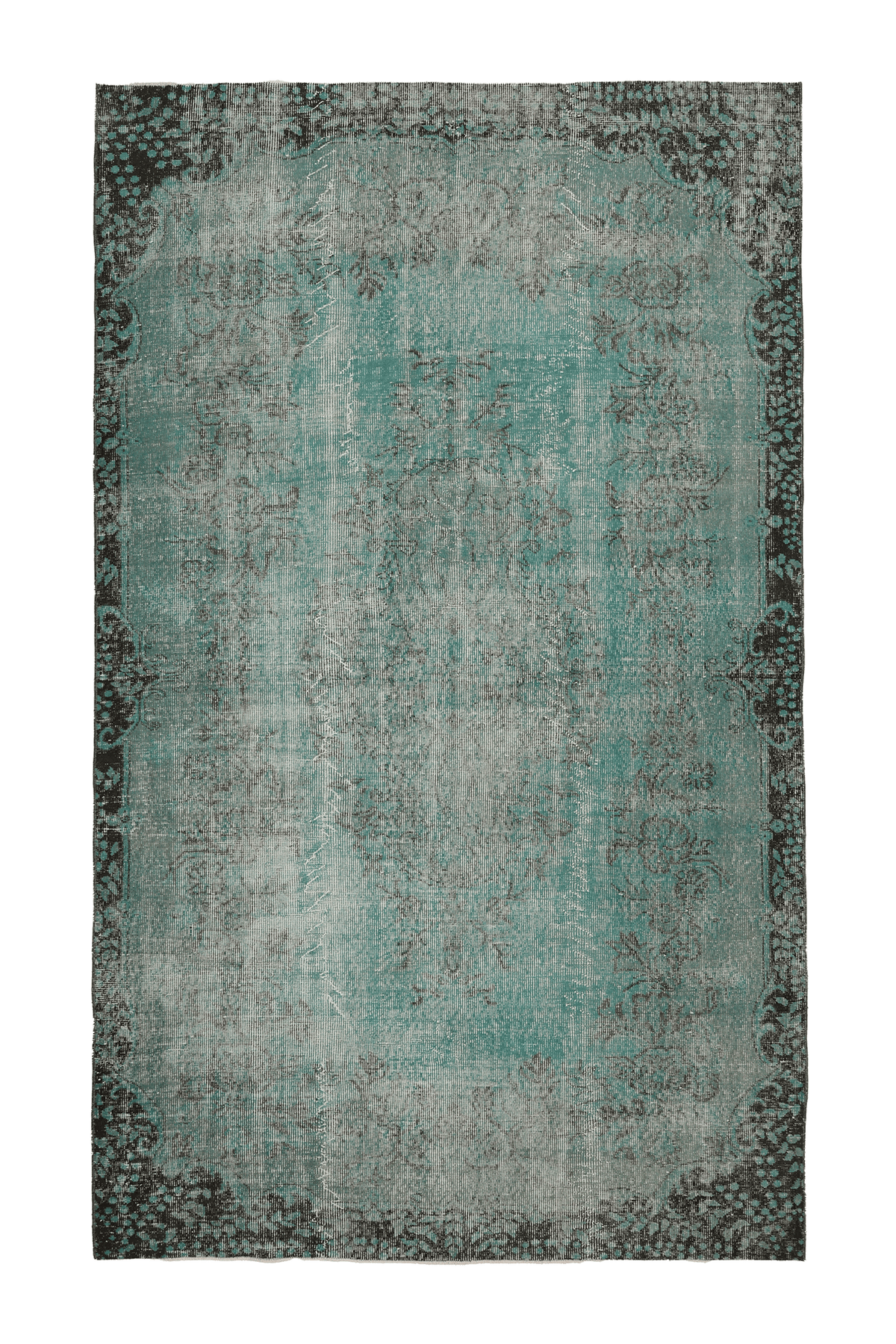 Vintage Isparta Turkish Area Rug 5x9 ft — Blue & Gray Overdyed (No. 40484)