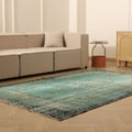 Vintage Isparta Turkish Area Rug 5x9 ft — Blue & Gray Overdyed (No. 40484)