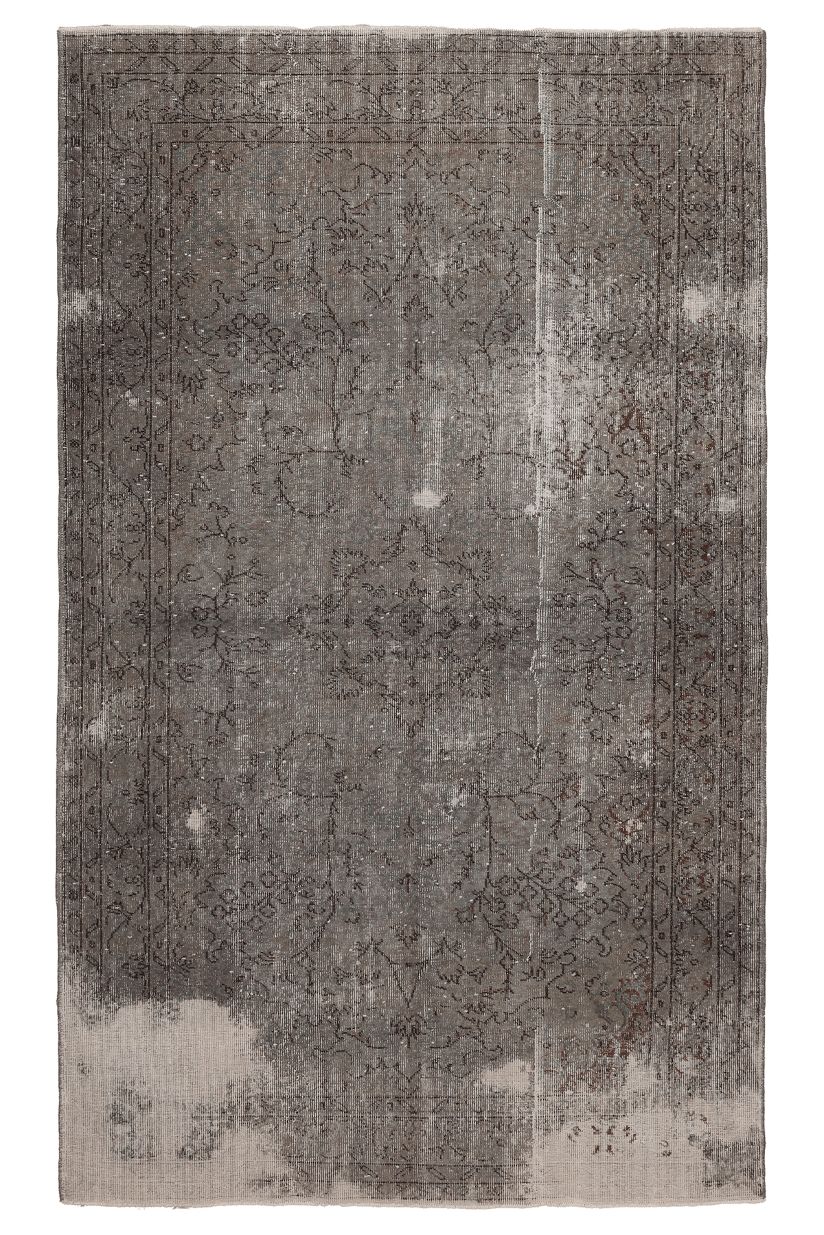 Vintage Isparta Turkish Area Rug 5x8 ft — Gray Overdyed (No. 40490)