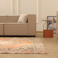 Vintage Manisa Turkish Area Rug 6x9 ft — Orange & Blue Distressed (No. 40493)