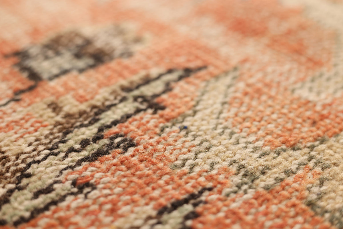 Vintage Manisa Turkish Area Rug 6x9 ft — Orange & Blue Distressed (No. 40493)