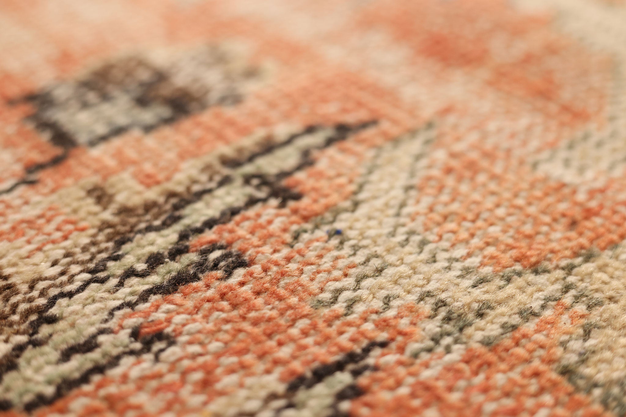 Vintage Manisa Turkish Area Rug 6x9 ft — Orange & Blue Distressed (No. 40493)