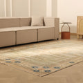 Vintage Isparta Turkish Area Rug 6x10 ft — Beige & Blue Distressed