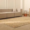 Vintage Isparta Turkish Area Rug 6x9 ft — Beige & Brown Floral (No. 40498)