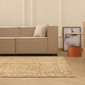 Vintage Isparta Turkish Area Rug 6x9 ft — Beige & Brown Floral (No. 40498)