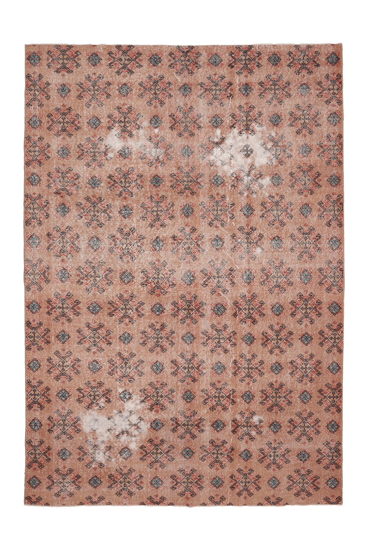 Vintage Isparta Turkish Area Rug 6x9 ft — Brown & Pink Distressed