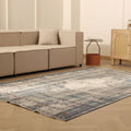 Vintage Manisa Turkish Area Rug 5x9 ft — Gray & Blue Distressed
