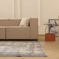 Vintage Manisa Turkish Area Rug 5x9 ft — Gray & Blue Distressed