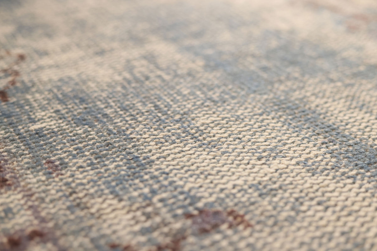 Vintage Manisa Turkish Area Rug 5x9 ft — Gray & Blue Distressed