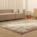 Vintage Isparta Turkish Area Rug 7x9 ft — Green & Gray Distressed