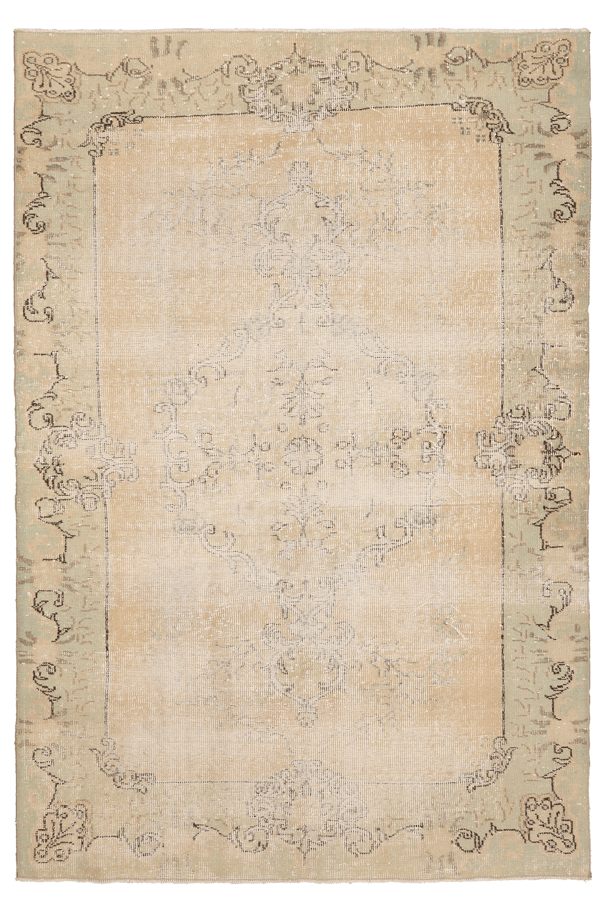 Vintage Isparta Turkish Area Rug 5x9 ft — Beige Floral (No. 40506)