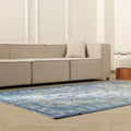 Vintage Manisa Turkish Area Rug 5x8 ft — Blue & White Overdyed (No. 40507)