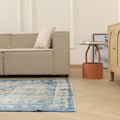 Vintage Manisa Turkish Area Rug 5x8 ft — Blue & White Overdyed (No. 40507)