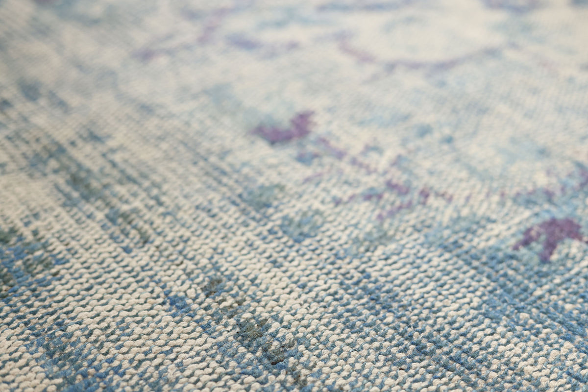 Vintage Manisa Turkish Area Rug 5x8 ft — Blue & White Overdyed (No. 40507)