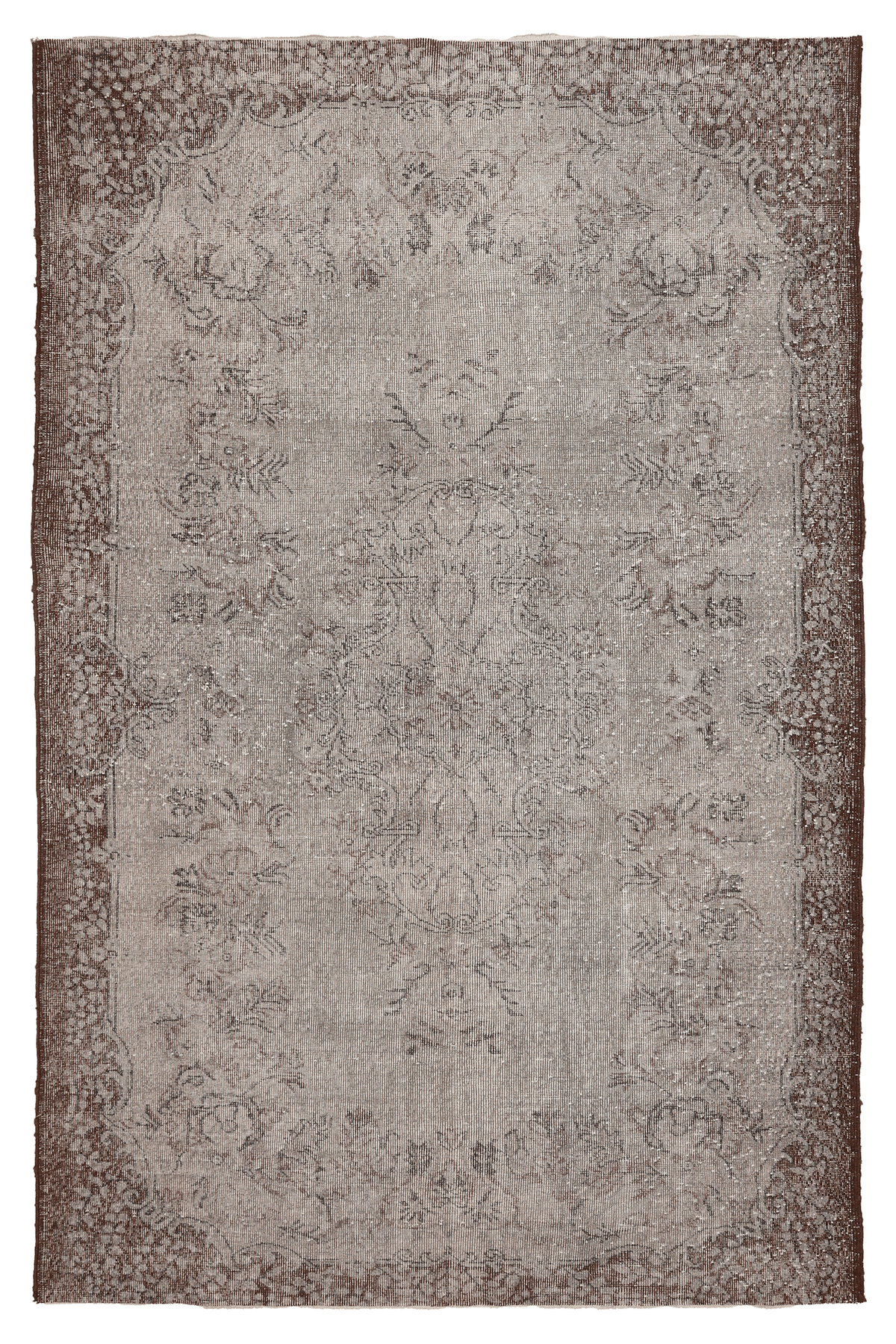 Vintage Isparta Turkish Area Rug 6x9 ft — Gray Floral