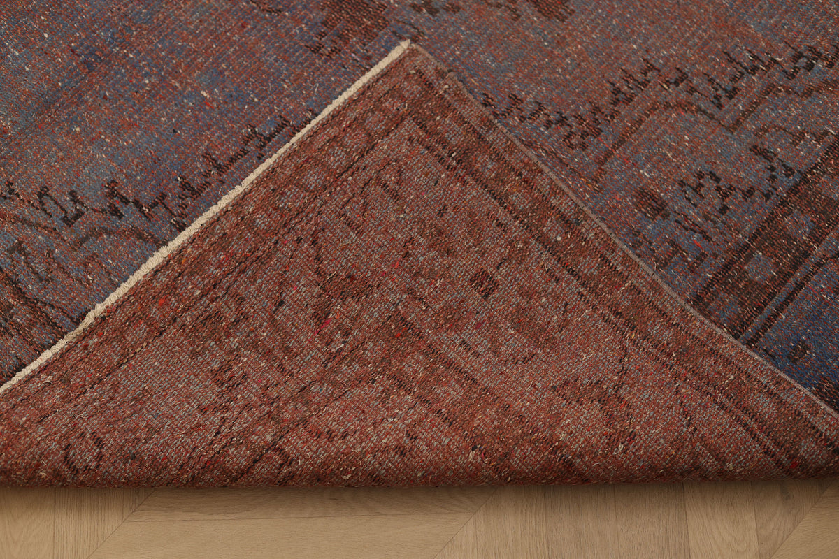 Vintage Manisa Turkish Area Rug 6x10 ft — Red & Brown Floral