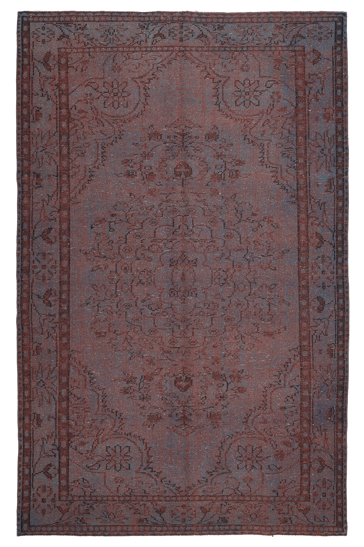 Vintage Manisa Turkish Area Rug 6x10 ft — Red & Brown Floral
