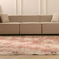 Vintage Isparta Turkish Area Rug 7x10 ft — Beige & Gray Floral (No. 40528)
