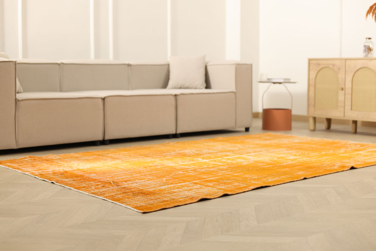 Vintage Manisa Turkish Area Rug 5x9 ft — Orange Overdyed (No. 40531)