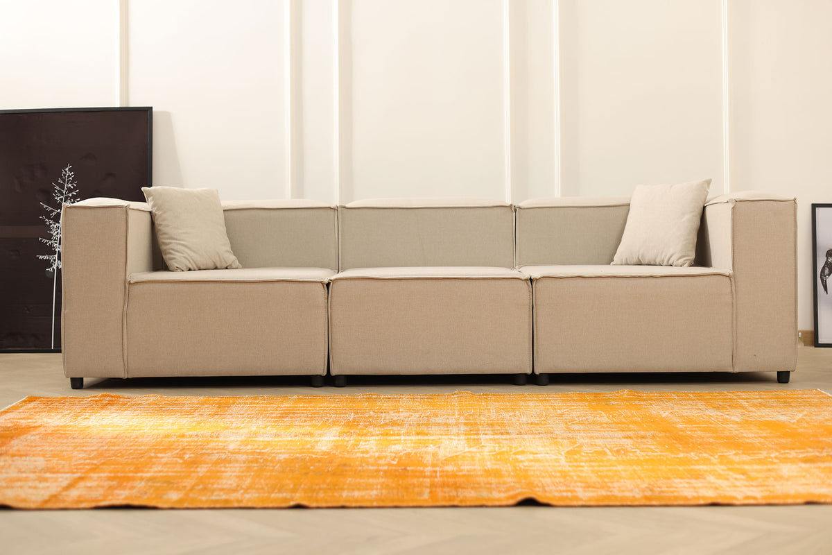 Vintage Manisa Turkish Area Rug 5x9 ft — Orange Overdyed (No. 40531)