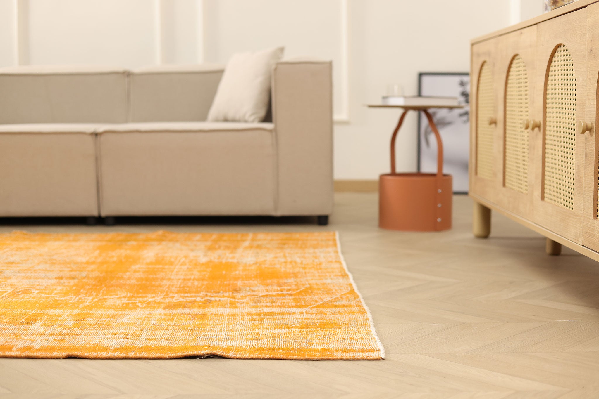 Vintage Manisa Turkish Area Rug 5x9 ft — Orange Overdyed (No. 40531)