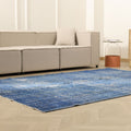 Vintage Manisa Turkish Area Rug 6x9 ft — Blue Overdyed